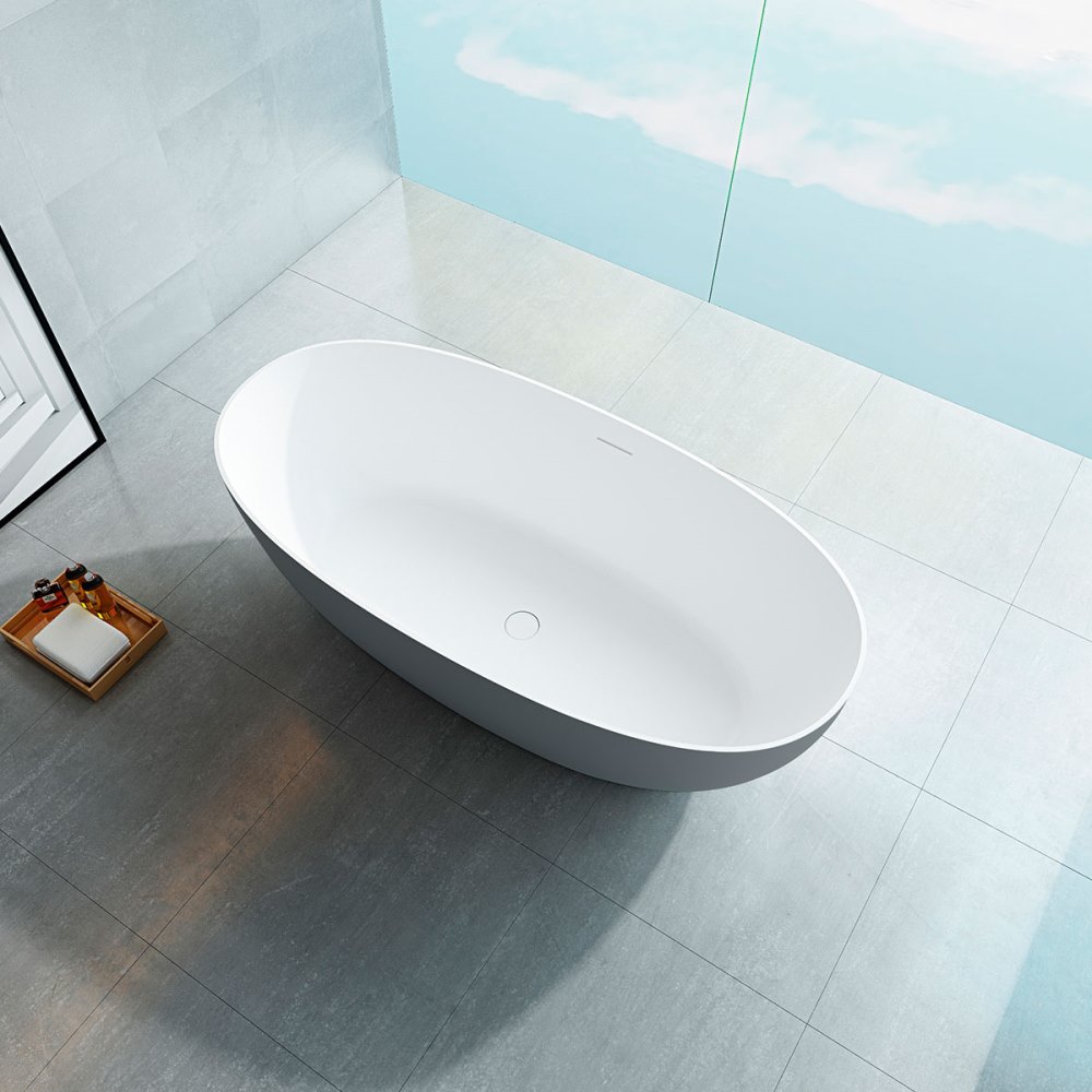 Ванна из искусственного камня Vincea Solid Surface 170х75 Серый матовый / Белый матовый — изображение 2