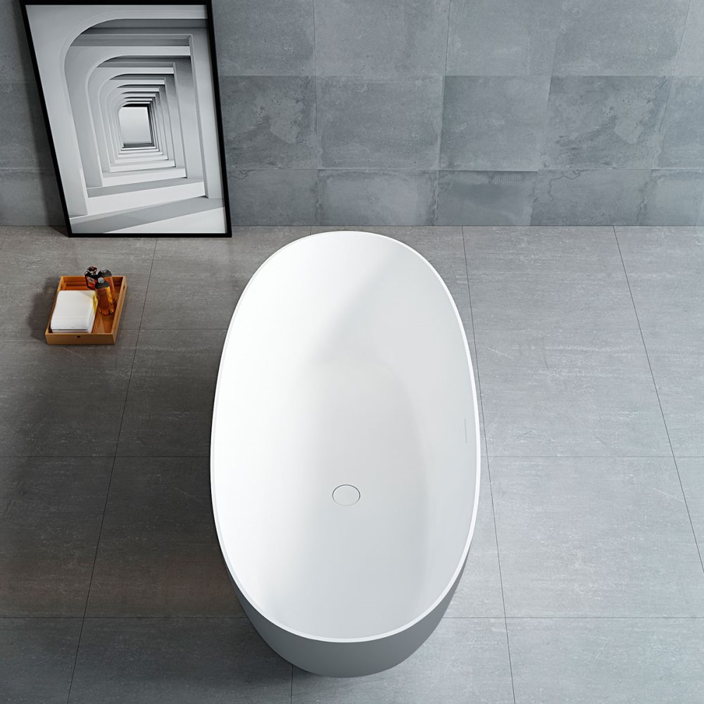 Ванна из искусственного камня Vincea Solid Surface 170х75 Серый матовый / Белый матовый — изображение 3