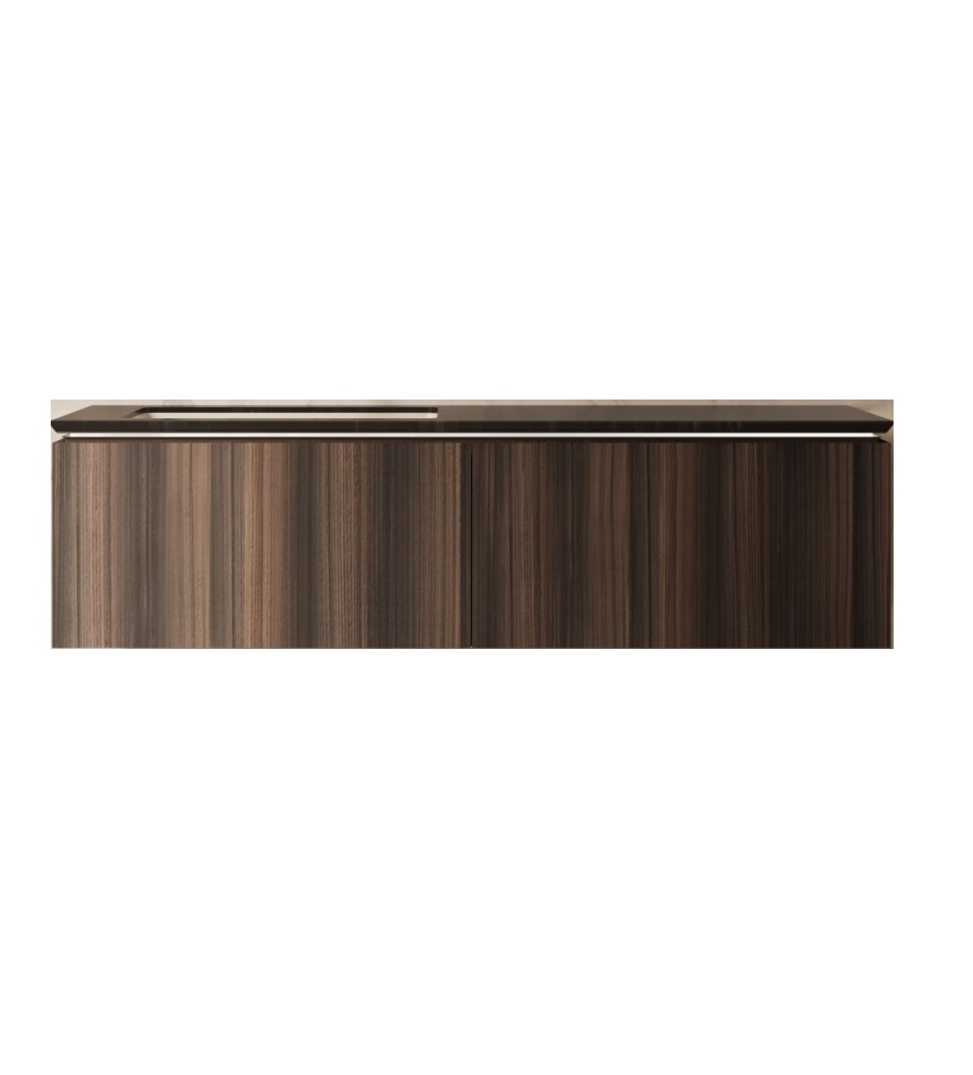 Тумба подвесная Vincea Luxe 140 с светодиодной подсветкой с встроенным датчиком движения Шпон натуральный орех