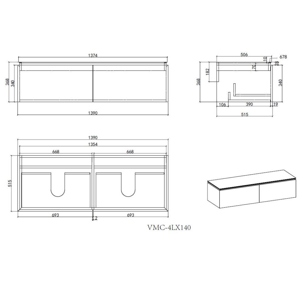 Тумба подвесная Vincea Luxe 140 с светодиодной подсветкой с встроенным датчиком движения Шпон натуральный орех — изображение 5