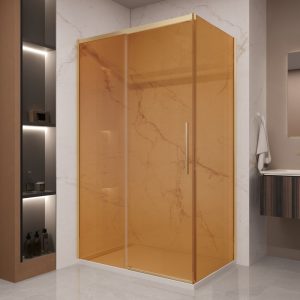 Душевой уголок Vincea Stella 120х90 Золото матовое / Янтарное