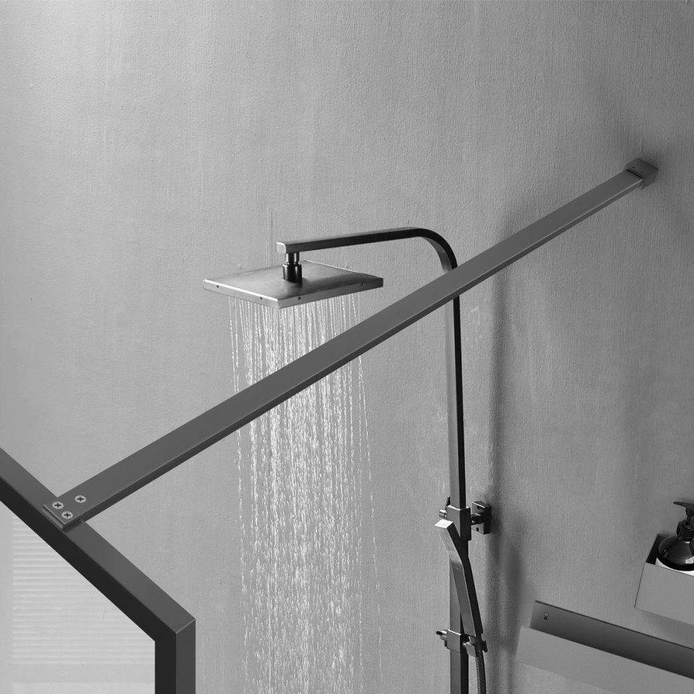Душевая перегородка Vincea Walk-In Вороненая сталь / Прозрачное-Рифленое — изображение 3
