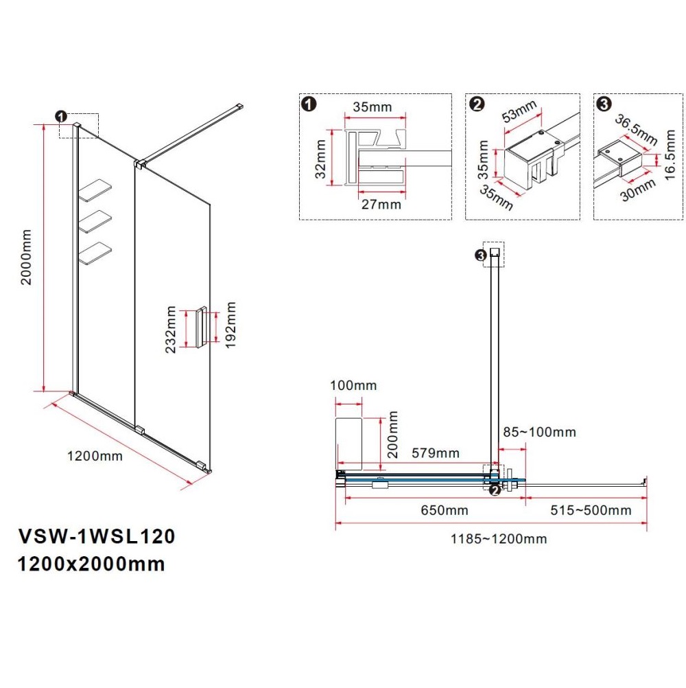 Душевая перегородка Vincea Walk-In 120 Вороненая сталь / Тонированное — изображение 6