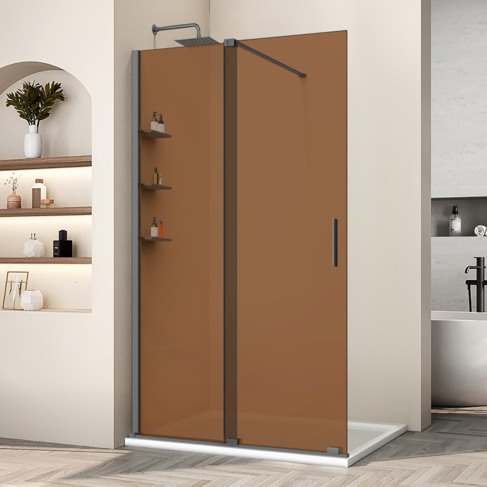 Душевая перегородка Vincea Walk-In 120 Вороненая сталь / Янтарное