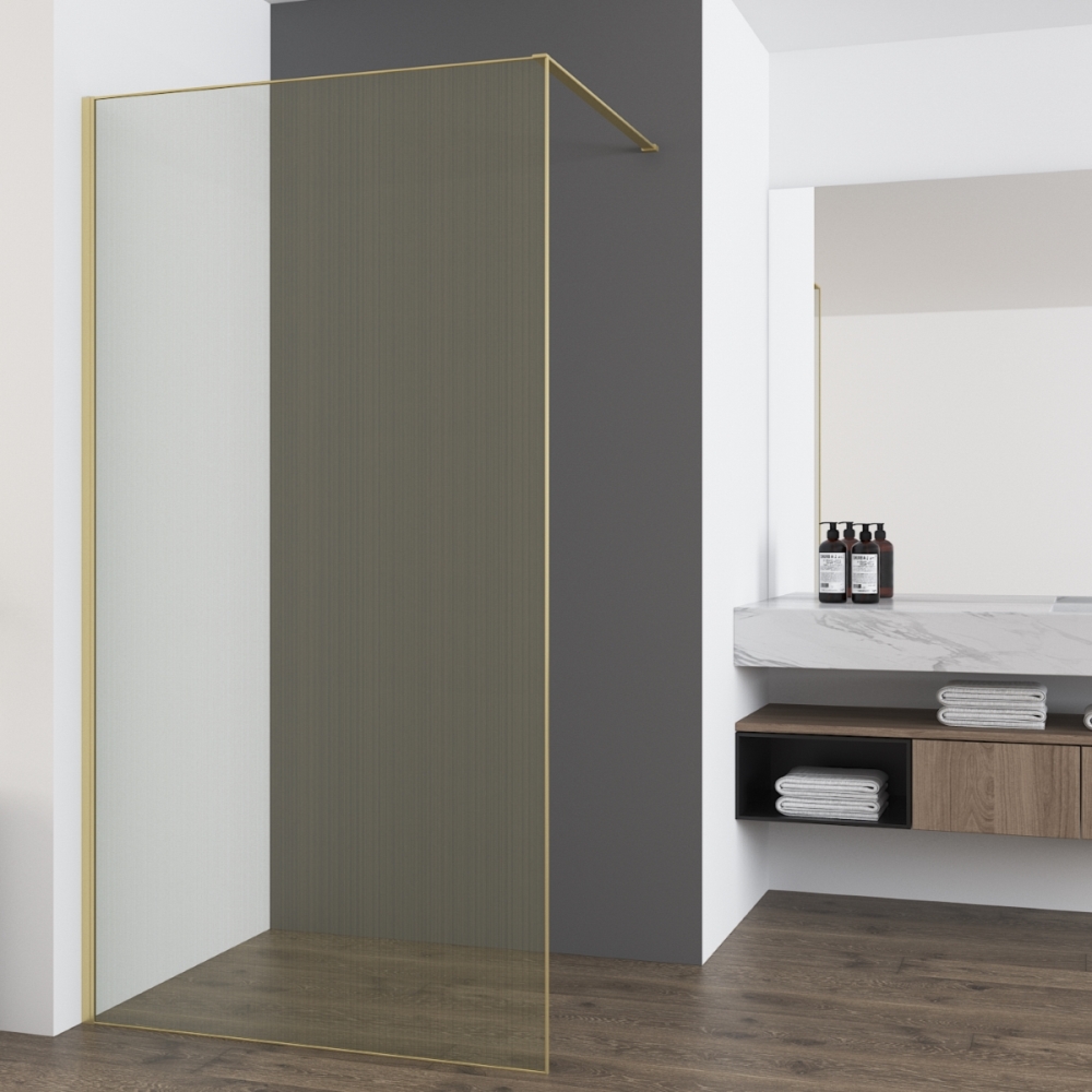 Душевая перегородка Vincea Walk-In 100 Золото матовое / С золотыми нитями