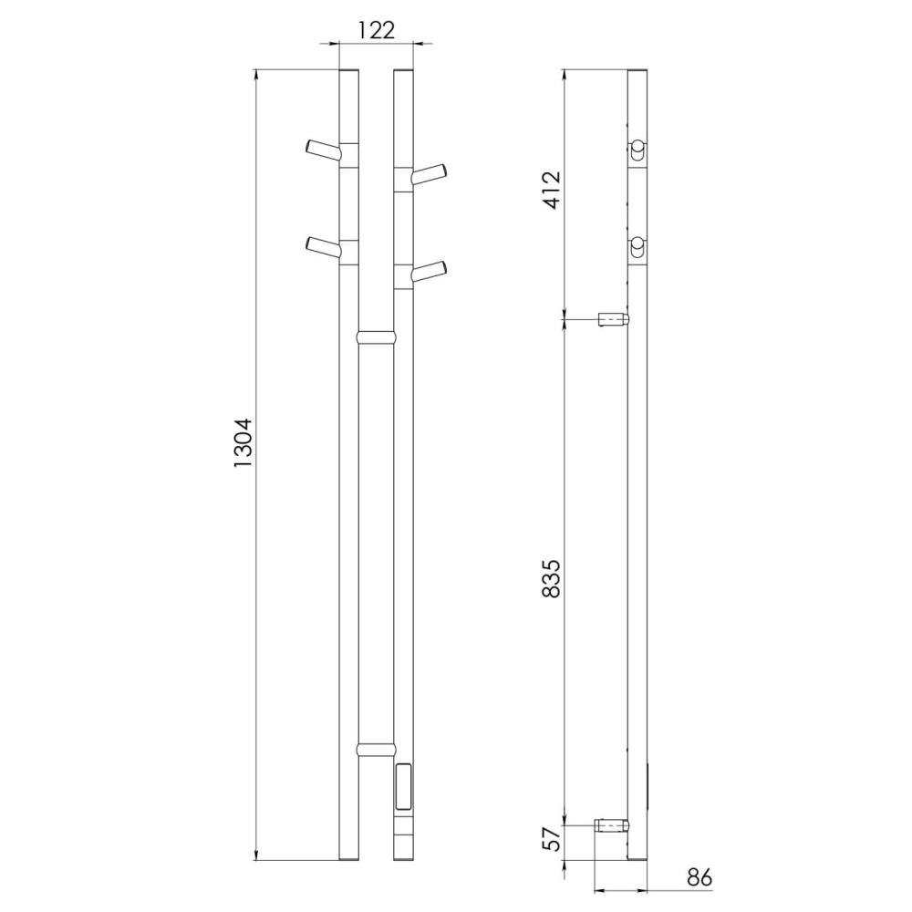 Полотенцесушитель электрический Vincea VTD-1D2 12х130 Графит — изображение 5