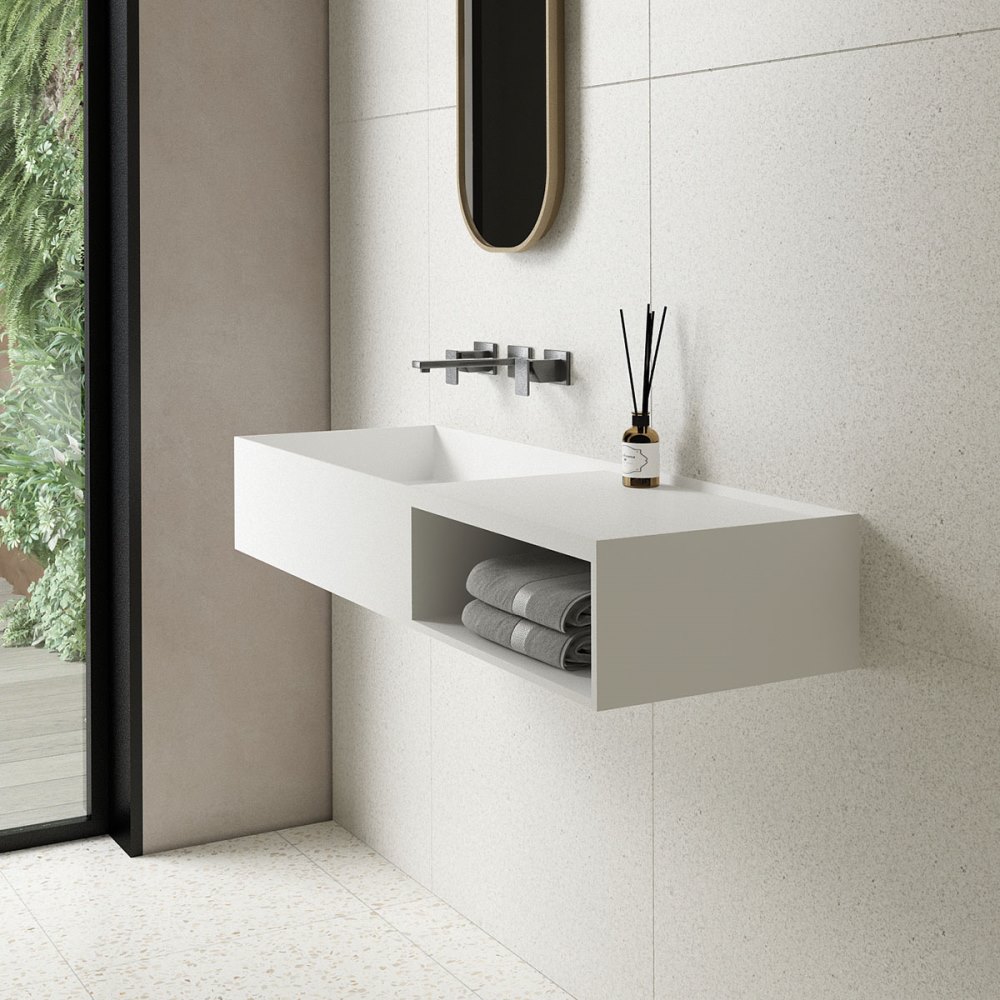 Раковина подвесная Vincea Solid Surface 120 Белый матовый — изображение 3