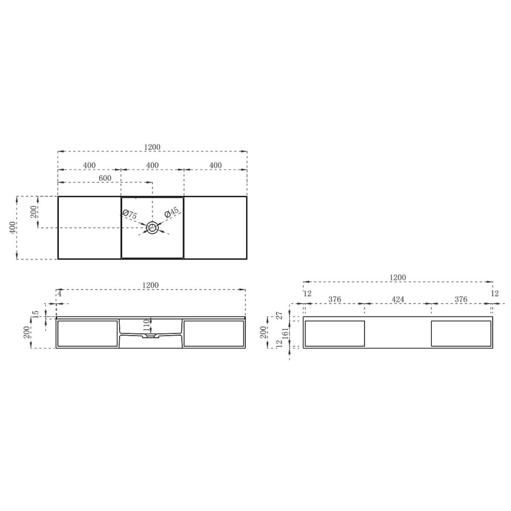 Раковина подвесная Vincea Solid Surface 120 Белый матовый — изображение 5